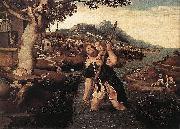 Jan Mostaert Hilly River Landscape with St. Christopher oil painting artist